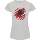 Torn Albania Flag Albanian Day Football Womens Petite Cut T-Shirt Sports Grey