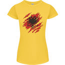 Torn Albania Flag Albanian Day Football Womens Petite Cut T-Shirt Yellow