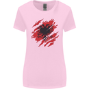 Torn Albania Flag Albanian Day Football Womens Wider Cut T-Shirt Light Pink