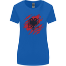 Torn Albania Flag Albanian Day Football Womens Wider Cut T-Shirt Royal Blue