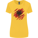 Torn Albania Flag Albanian Day Football Womens Wider Cut T-Shirt Yellow