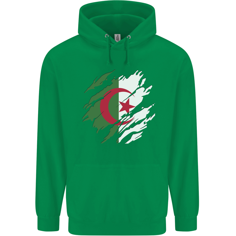 Torn Algeria Flag Algerian Day Football Childrens Kids Hoodie Irish Green