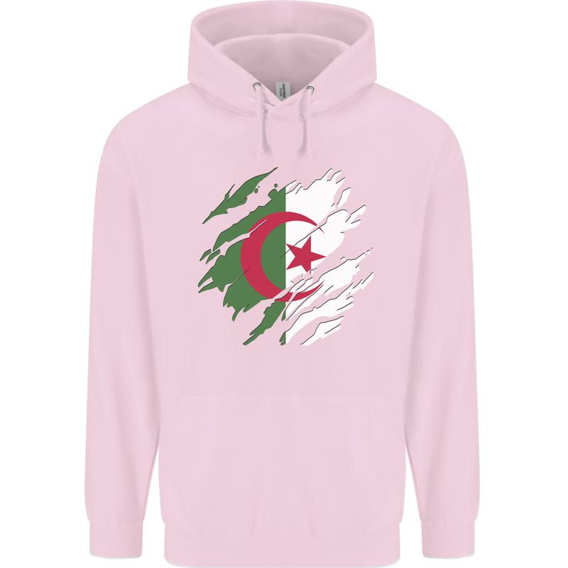 Torn Algeria Flag Algerian Day Football Childrens Kids Hoodie Light Pink