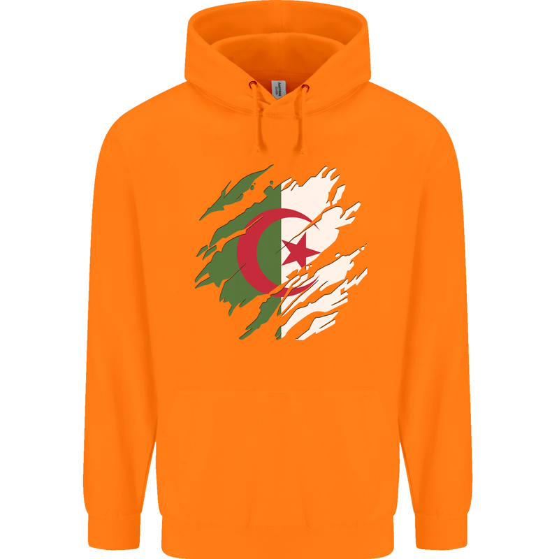Torn Algeria Flag Algerian Day Football Childrens Kids Hoodie Orange