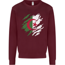Torn Algeria Flag Algerian Day Football Kids Sweatshirt Jumper Maroon