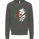 Torn Algeria Flag Algerian Day Football Kids Sweatshirt Jumper Storm Grey
