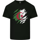 Torn Algeria Flag Algerian Day Football Kids T-Shirt Childrens Black
