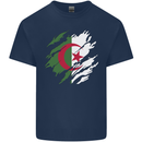 Torn Algeria Flag Algerian Day Football Kids T-Shirt Childrens Navy Blue