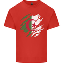 Torn Algeria Flag Algerian Day Football Kids T-Shirt Childrens Red