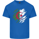 Torn Algeria Flag Algerian Day Football Kids T-Shirt Childrens Royal Blue