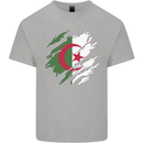 Torn Algeria Flag Algerian Day Football Kids T-Shirt Childrens Sports Grey