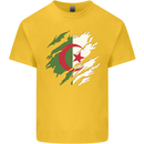 Torn Algeria Flag Algerian Day Football Kids T-Shirt Childrens Yellow