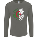 Torn Algeria Flag Algerian Day Football Mens Long Sleeve T-Shirt Charcoal