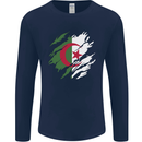 Torn Algeria Flag Algerian Day Football Mens Long Sleeve T-Shirt Navy Blue