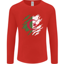 Torn Algeria Flag Algerian Day Football Mens Long Sleeve T-Shirt Red