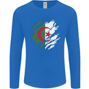 Torn Algeria Flag Algerian Day Football Mens Long Sleeve T-Shirt Royal Blue