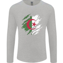 Torn Algeria Flag Algerian Day Football Mens Long Sleeve T-Shirt Sports Grey