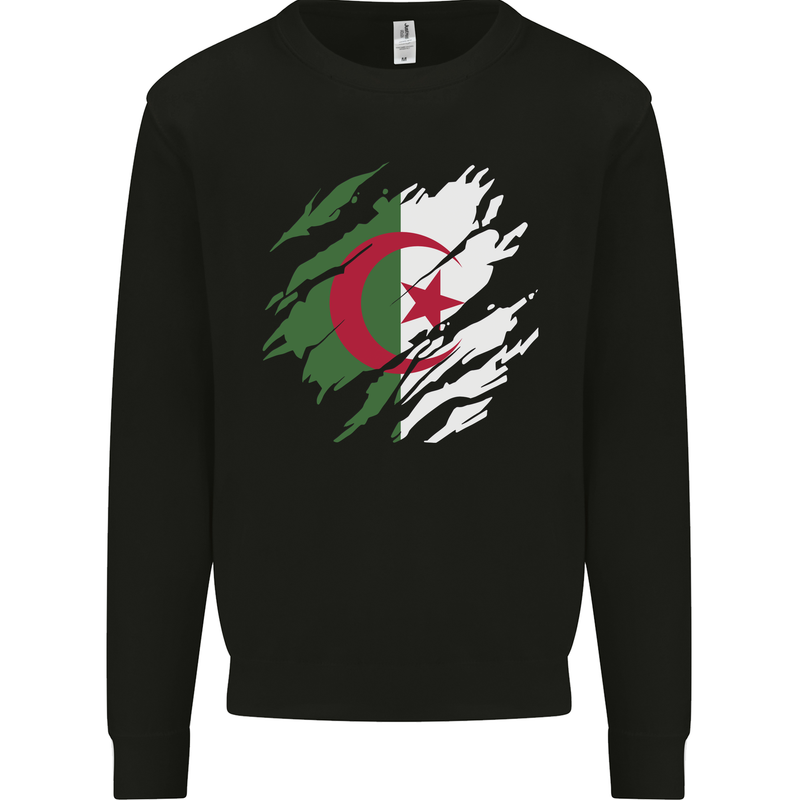 Torn Algeria Flag Algerian Day Football Mens Sweatshirt Jumper Black