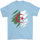 Torn Algeria Flag Algerian Day Football Mens T-Shirt 100% Cotton Light Blue