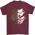 Torn Algeria Flag Algerian Day Football Mens T-Shirt 100% Cotton Maroon