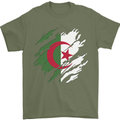 Torn Algeria Flag Algerian Day Football Mens T-Shirt 100% Cotton Military Green