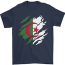 Torn Algeria Flag Algerian Day Football Mens T-Shirt 100% Cotton Navy Blue