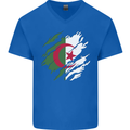 Torn Algeria Flag Algerian Day Football Mens V-Neck Cotton T-Shirt Royal Blue