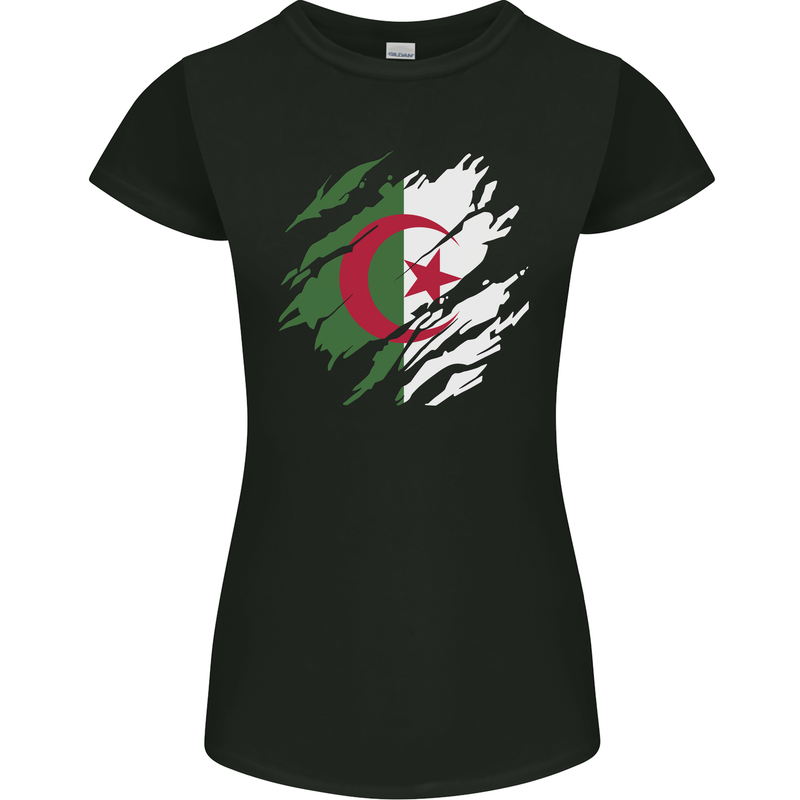 Torn Algeria Flag Algerian Day Football Womens Petite Cut T-Shirt Black