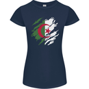 Torn Algeria Flag Algerian Day Football Womens Petite Cut T-Shirt Navy Blue