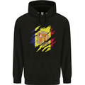 Torn Andorra Flag Andorran Day Football Childrens Kids Hoodie Black