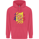 Torn Andorra Flag Andorran Day Football Childrens Kids Hoodie Heliconia