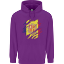 Torn Andorra Flag Andorran Day Football Childrens Kids Hoodie Purple