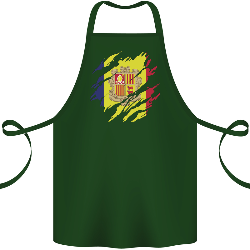 Torn Andorra Flag Andorran Day Football Cotton Apron 100% Organic Forest Green