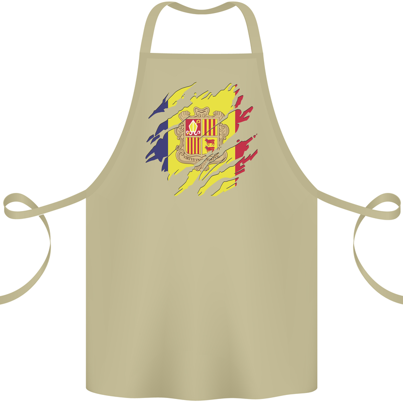 Torn Andorra Flag Andorran Day Football Cotton Apron 100% Organic Khaki