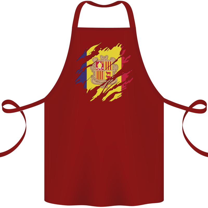 Torn Andorra Flag Andorran Day Football Cotton Apron 100% Organic Maroon