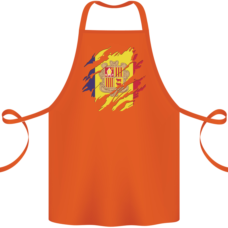 Torn Andorra Flag Andorran Day Football Cotton Apron 100% Organic Orange
