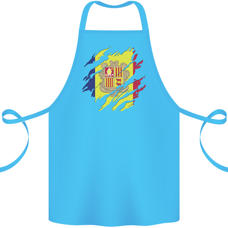Torn Andorra Flag Andorran Day Football Cotton Apron 100% Organic Turquoise
