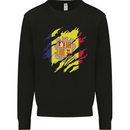 Torn Andorra Flag Andorran Day Football Kids Sweatshirt Jumper Black