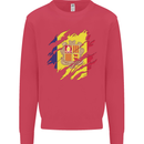 Torn Andorra Flag Andorran Day Football Kids Sweatshirt Jumper Heliconia