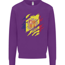Torn Andorra Flag Andorran Day Football Kids Sweatshirt Jumper Purple