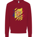 Torn Andorra Flag Andorran Day Football Kids Sweatshirt Jumper Red