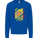 Torn Andorra Flag Andorran Day Football Kids Sweatshirt Jumper Royal Blue