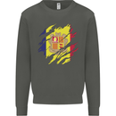 Torn Andorra Flag Andorran Day Football Kids Sweatshirt Jumper Storm Grey