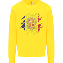 Torn Andorra Flag Andorran Day Football Kids Sweatshirt Jumper Yellow