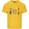 Torn Andorra Flag Andorran Day Football Kids T-Shirt Childrens Yellow