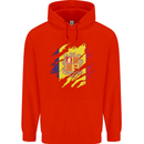 Torn Andorra Flag Andorran Day Football Mens 80% Cotton Hoodie Bright Red