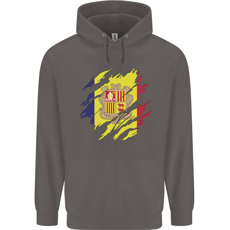 Torn Andorra Flag Andorran Day Football Mens 80% Cotton Hoodie Charcoal