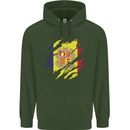 Torn Andorra Flag Andorran Day Football Mens 80% Cotton Hoodie Forest Green