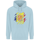 Torn Andorra Flag Andorran Day Football Mens 80% Cotton Hoodie Light Blue