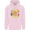 Torn Andorra Flag Andorran Day Football Mens 80% Cotton Hoodie Light Pink